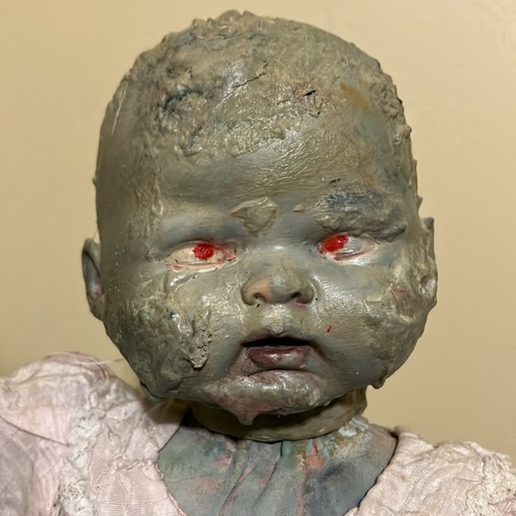 Scary Creepy Halloween Hand Painted Doll Prop Decor - Picture 2 of 11
